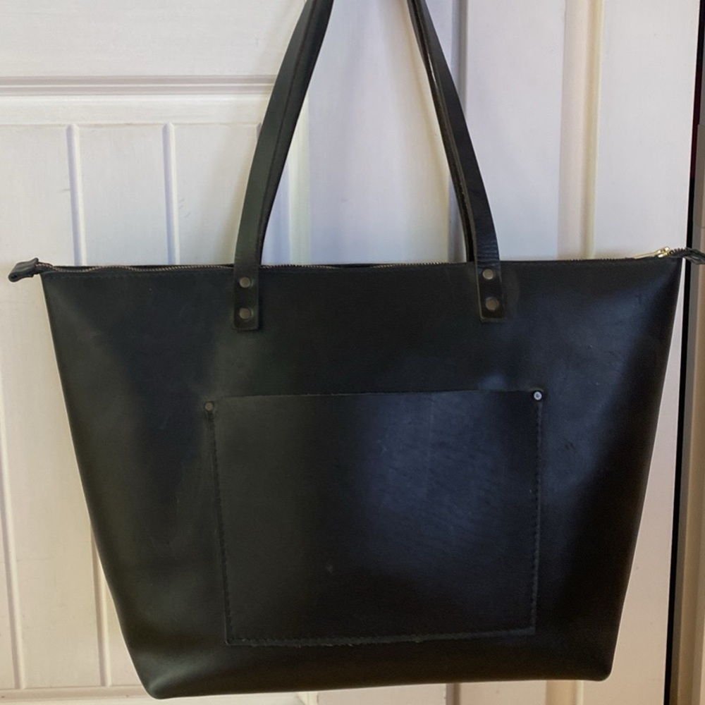 Portland Leather Goods Oversized Zippered Black Tote